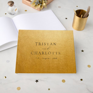 Livro De Visitas Chic Elegante Personalizado Dourado