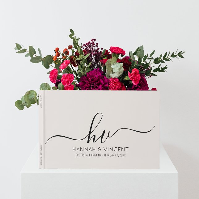 Livro De Visitas Chic Mínimo do Script de Caligrafia Monograma de C (Criador carregado)