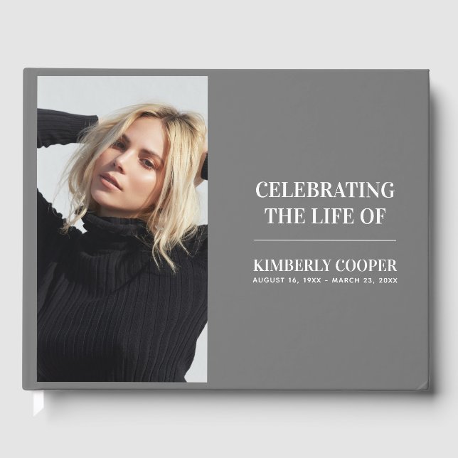 Livro De Visitas Chic Modern Memorial Photo | Guarda-costas (Frente)