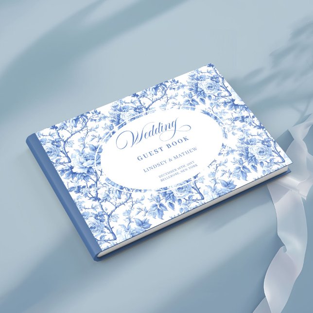 Livro De Visitas Chic Navy Blue Floral Toile Roses Guest Book (Chic Navy Blue Floral Toile Roses Guest Book)