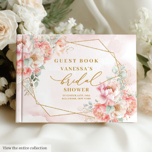 Livro De Visitas Chic Rosa de Água Dourada Chuva de Noiva