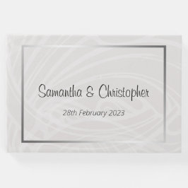 Livro De Visitas Chic Silver e Cinza Damask Swirls Casamento