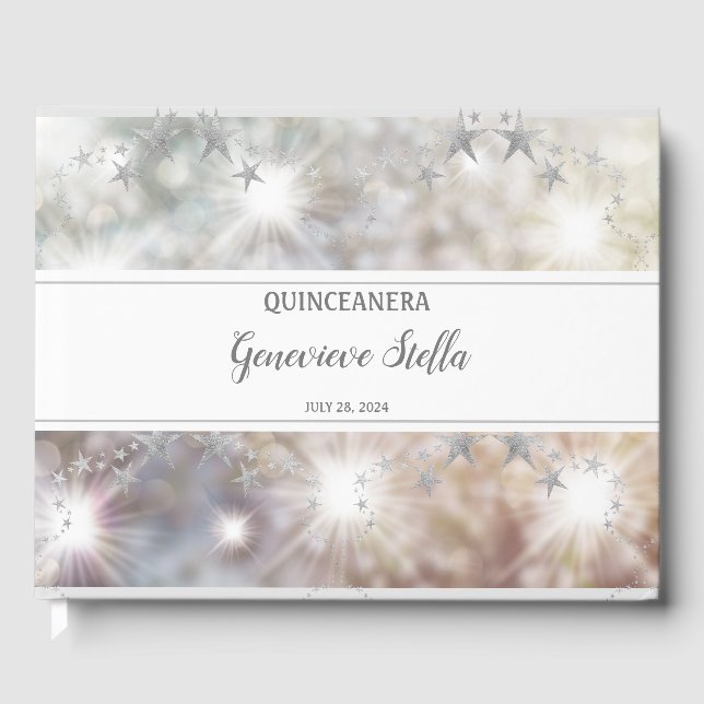 Livro De Visitas Chic Silver Stars Quinceanera (Frente)