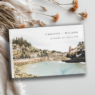 Livro De Visitas Chic Verona Adige River Italy Watercolor Weding