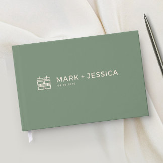 Livro De Visitas Chinese Double Happiness Green Wedding