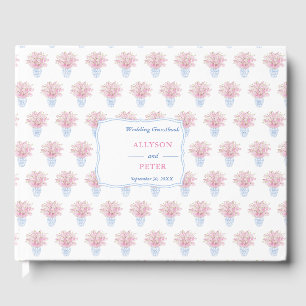 Livro De Visitas Chinoiserie Azul Branco Com Casamento De Brilhos R