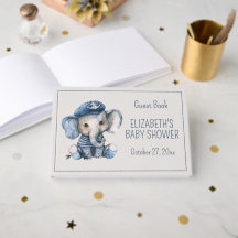 Chuva de Bebê Elefante Azul Náutico Fofa