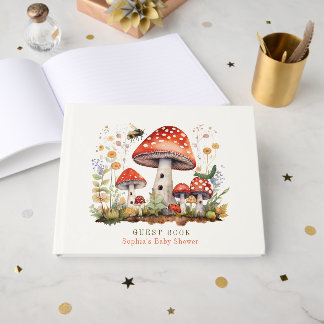 Livro De Visitas Chuva de Bebê Flor de Cogumelo Abelha Minhoca