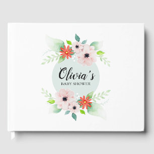 Livro De Visitas Chuva de Bebê Flores Botânicas Florais Elegantes