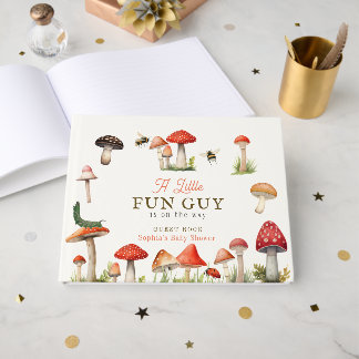 Livro De Visitas Chuva de Bebê Menino Cogumelo Pequeno Cara Diverti