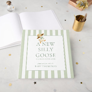 Livro De Visitas Chuva de Bebê Silly Goose Sage Listras