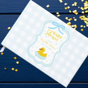 Livro De Visitas Chuva de Gotas Xadrez Bebê Menino Shower