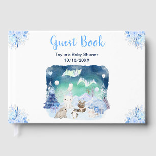 Livro De Visitas Chuva de Luzes do Norte Animais Árticos Baby Showe