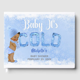 Livro De Visitas Chuva de neve azul étnica para menino bebê está fr