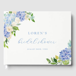 Livro De Visitas Chuva de Noiva Blue Flowers Hydrangea