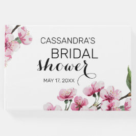 Livro De Visitas Chuva de Noiva Folhagem Rosa Flor de Cerejeira