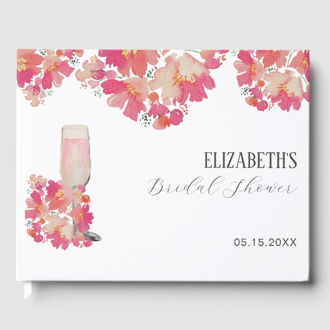 Livro De Visitas Chuva de Pétalas & Prosecco Festa de Noivado Flora (Frente)