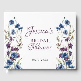 Livro De Visitas Chuva Real Azul Roxo Bridal Shower
