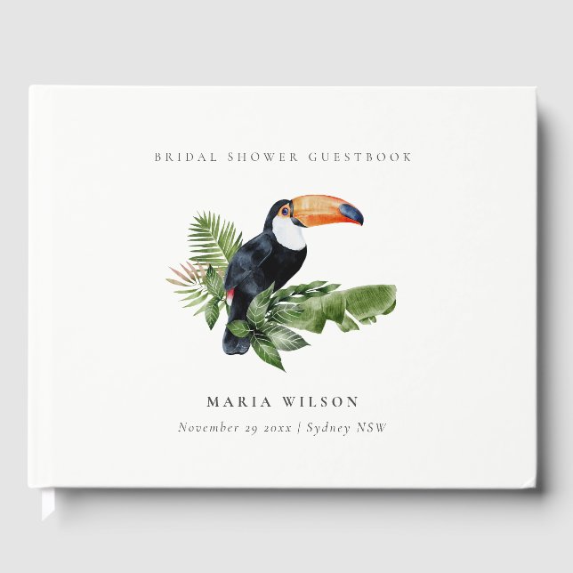 Livro De Visitas Chuva Tropical Toucan Fauna Chá de Noiva (Frente)