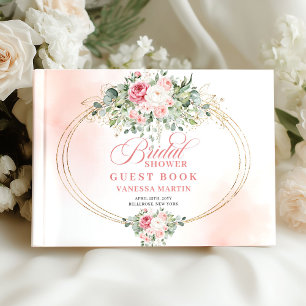 Livro De Visitas Chuveiro de Noiva Estiloso Boêmio com Rosas Beije 