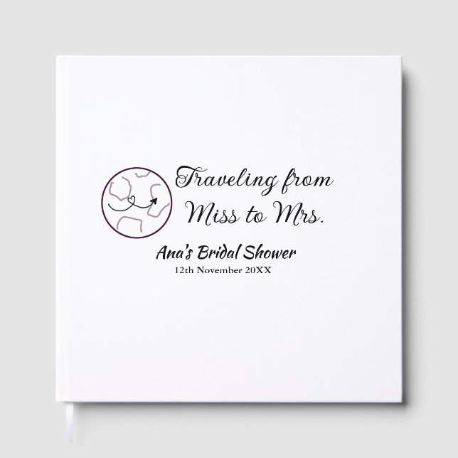 Livro De Visitas Chuveiro de noiva viajante adicionar nome data sen (Frente)