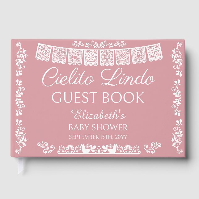 Livro De Visitas Cielito Lindo Blush Pink Baby Shower (Frente)