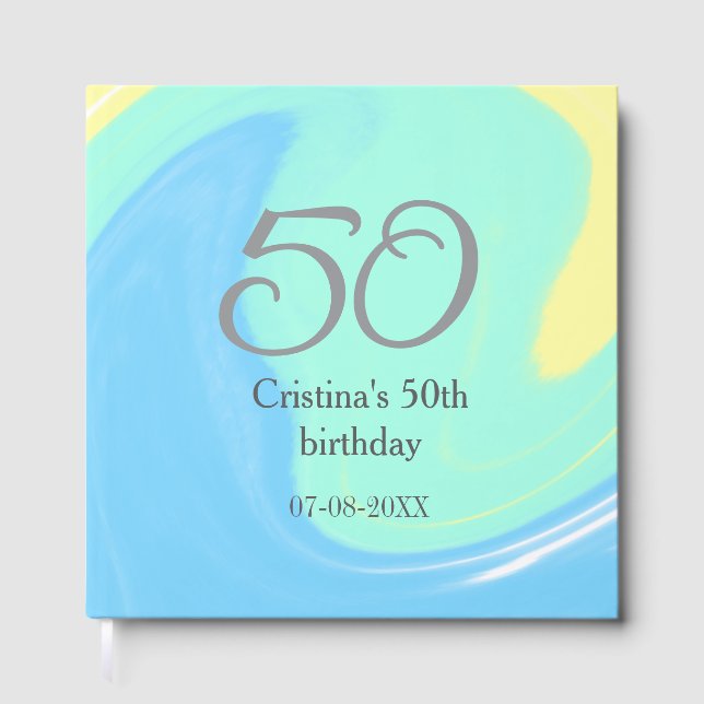 Livro De Visitas Cinza azul verde data de adição do nome do anivers (Frente)