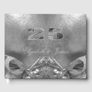 Livro De Visitas Cinza de Prata 25 de Casamento de Prata
