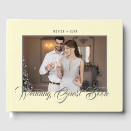 Livro De Visitas Cinza de Script na moda e Amarelo Suave | Foto