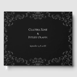 Livro De Visitas Cinza e Casamento Gótico Negra