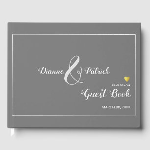 Livro De Visitas cinza elegante assina nosso casamento