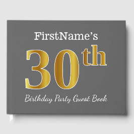 Livro De Visitas Cinza, Faux Dourada aniversário de 30 anos Party +