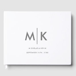 Livro De Visitas Cinza Moderna Luxúria de Casamento de Monograma Br