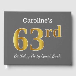 Livro De Visitas Cinzas, Faux Dourado 63ª Festa de aniversário + No