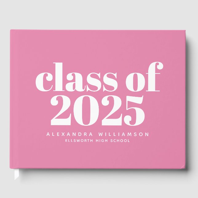 Livro De Visitas Classe de 2023 rosa moderno e bonito personalizada (Frente)