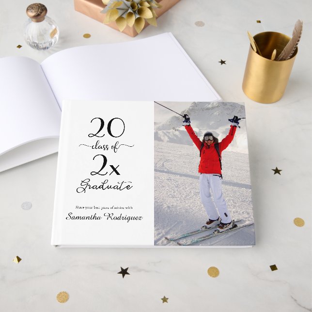 Livro De Visitas Classe Elegante De Graduação De Padrão De Foto 202 (Frente aberta)