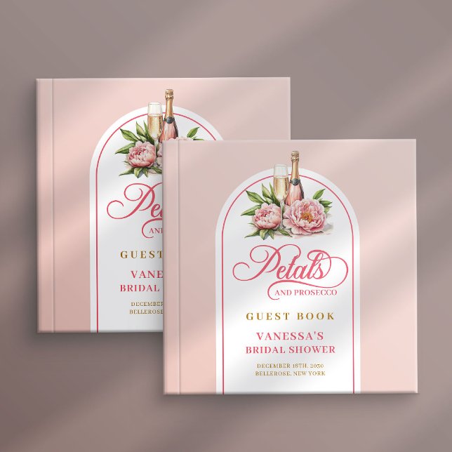 Livro De Visitas Classic blush and gold petals prosecco sign book (Classic blush and gold petals prosecco sign book)