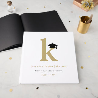 Livro De Visitas Classic Monogram K And Graduation Cap Grad Party