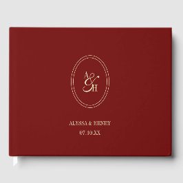 Livro De Visitas Classic Wine Red Monogram Custom Wedding