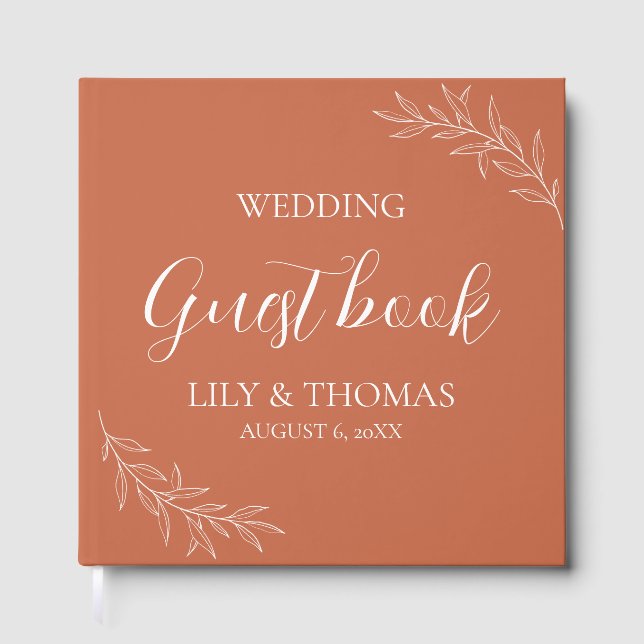 Livro De Visitas Clássico Casamento Boho Terracota (Frente)