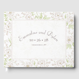 Livro De Visitas Clássico Casamento Rosa Branca