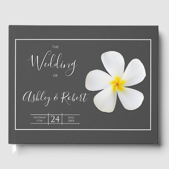 Livro De Visitas Clássico Formal Moderno, Branco sobre Cinzas Escur (Frente)