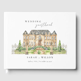 Livro De Visitas Clássico Jardim Chateau Manor Watercolor Casamento
