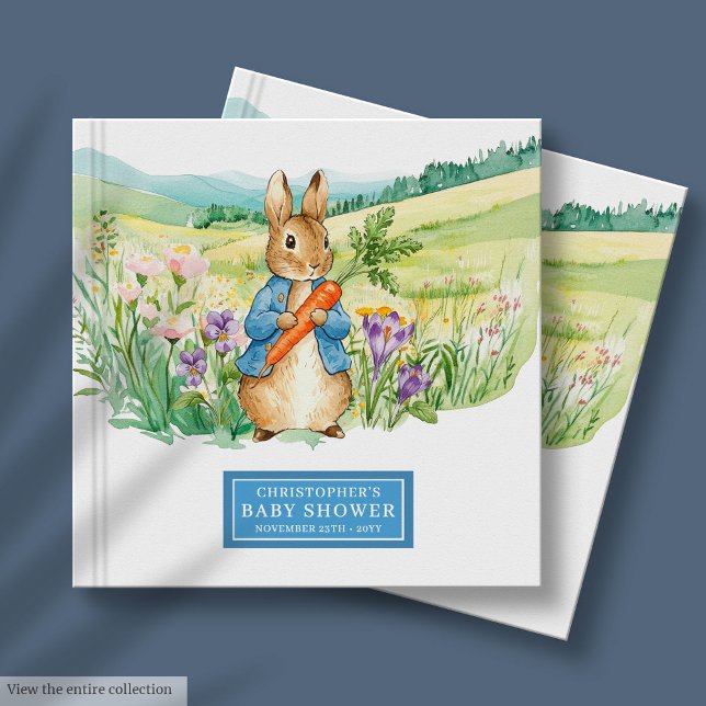 Livro De Visitas Clássico Peter Rabbit Chá de fraldas Guest Book Bo (Classic Peter Rabbit Baby Shower Guest Book Boy)