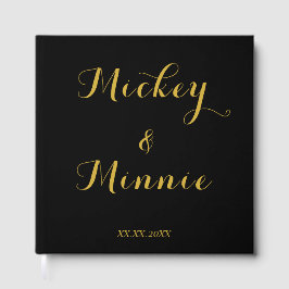 Livro de Visitas Clássico Preto 12"x12" com Texto 