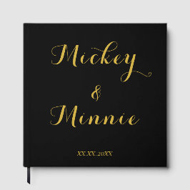 Livro de Visitas Clássico Preto 12"x12" com Texto