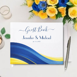 Livro De Visitas Cobalt Blue and Yellow Modern Wedding
