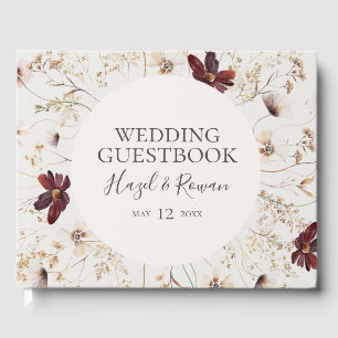 Livro De Visitas Cobre Burgundy   Casamento de bege