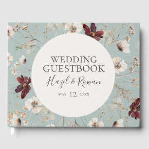 Livro De Visitas Cobre Burgundy   Casamento de chá leve