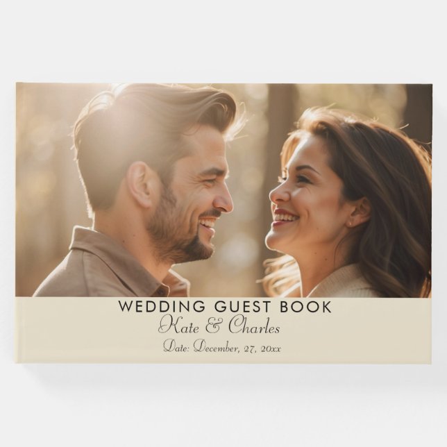 Livro De Visitas Código Qr Personalizado de Foto Moderno Elegante (Frente)